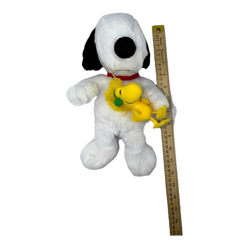 Hallmark Peanuts Plush Snoopy in Red/Green Winter Hat Holding Woodstock - Picture 7 of 13